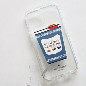 kate spade iphone 15 "coffee break" clear flexible phone case - NWOT